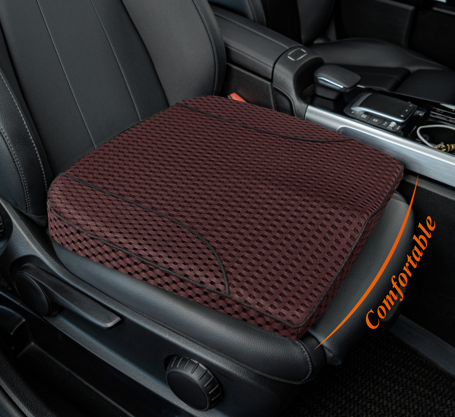 kingphenix Premium Car Seat Cushion, Memory Foam Driver Seat Cushion to Improve Driving View- Coccyx & Lower Back Pain Relief - Seat Cushion for Car, Truck, Office Chair (Leather Black)
