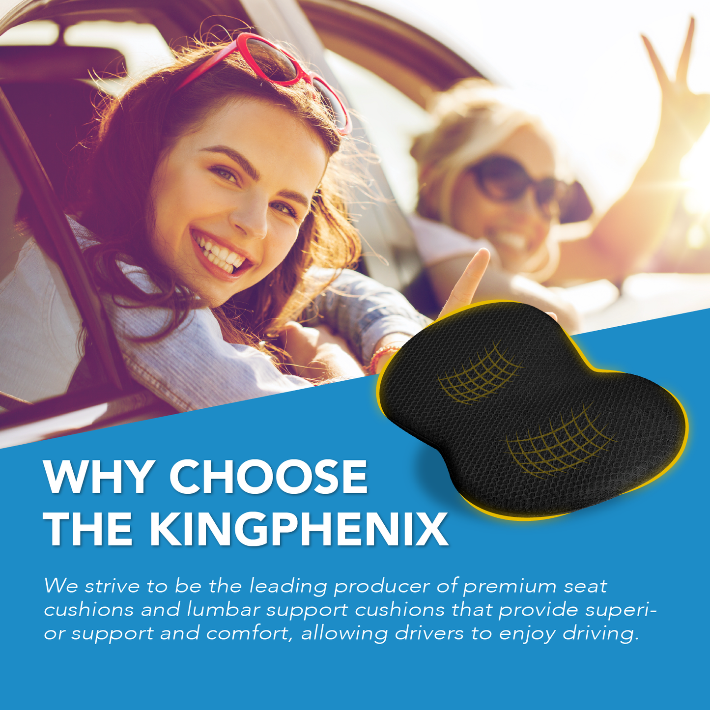 kingphenix Wedge Car Seat Cushion: Memory Foam Truck Seat Cushion for Car Seat Driver - Sciatica and Back Pain Relief - Enhancing Driving Comfort