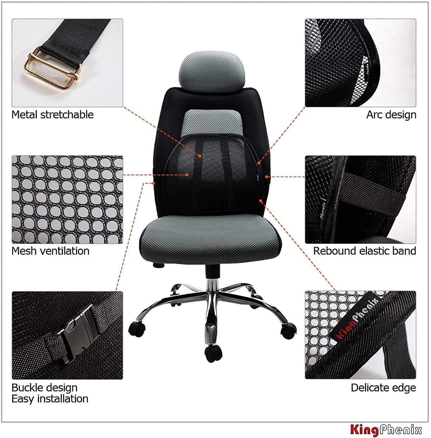 kingphenix Lumbar Support (2 Pack) with Breathable Mesh, Suit for Car, Office Chair