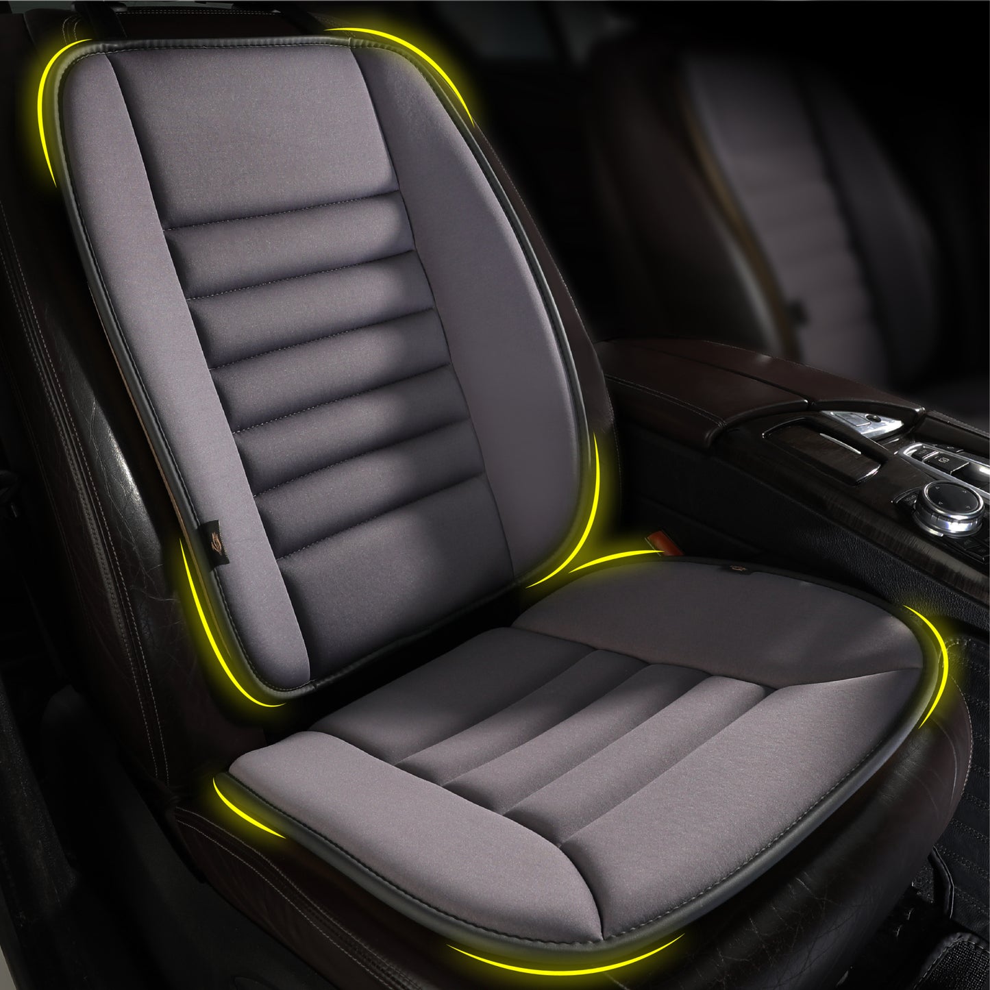 kingphenix Car Seat Cushion with Back Support Pillow: Enhanced Comfort Memory Foam Design for Pain Relief, Ideal for Drivers and Office Use - Ergonomic Lumbar Comfort for Long Sitting - Black