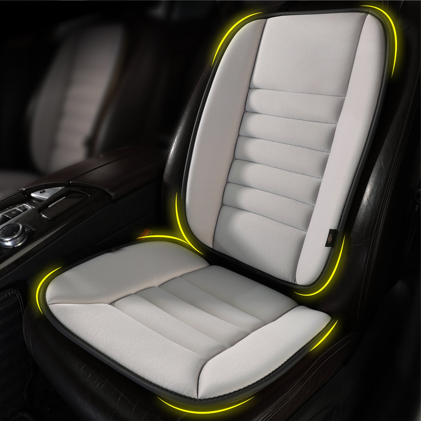 kingphenix Car Seat Cushion with Back Support Pillow: Enhanced Comfort Memory Foam Design for Pain Relief, Ideal for Drivers and Office Use - Ergonomic Lumbar Comfort for Long Sitting - Black