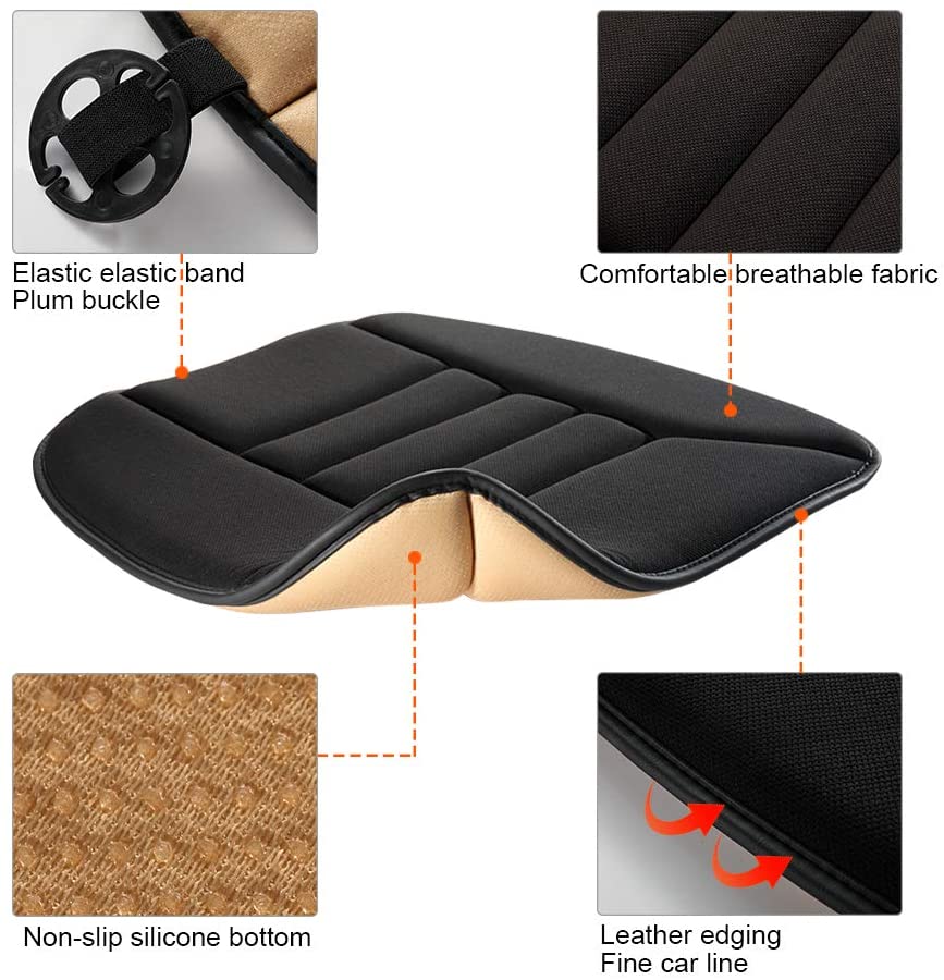 kingphenix Car Seat Cushion with 1.2inch Comfort Memory Foam, Seat Cushion for Car and Office Chair (Black)