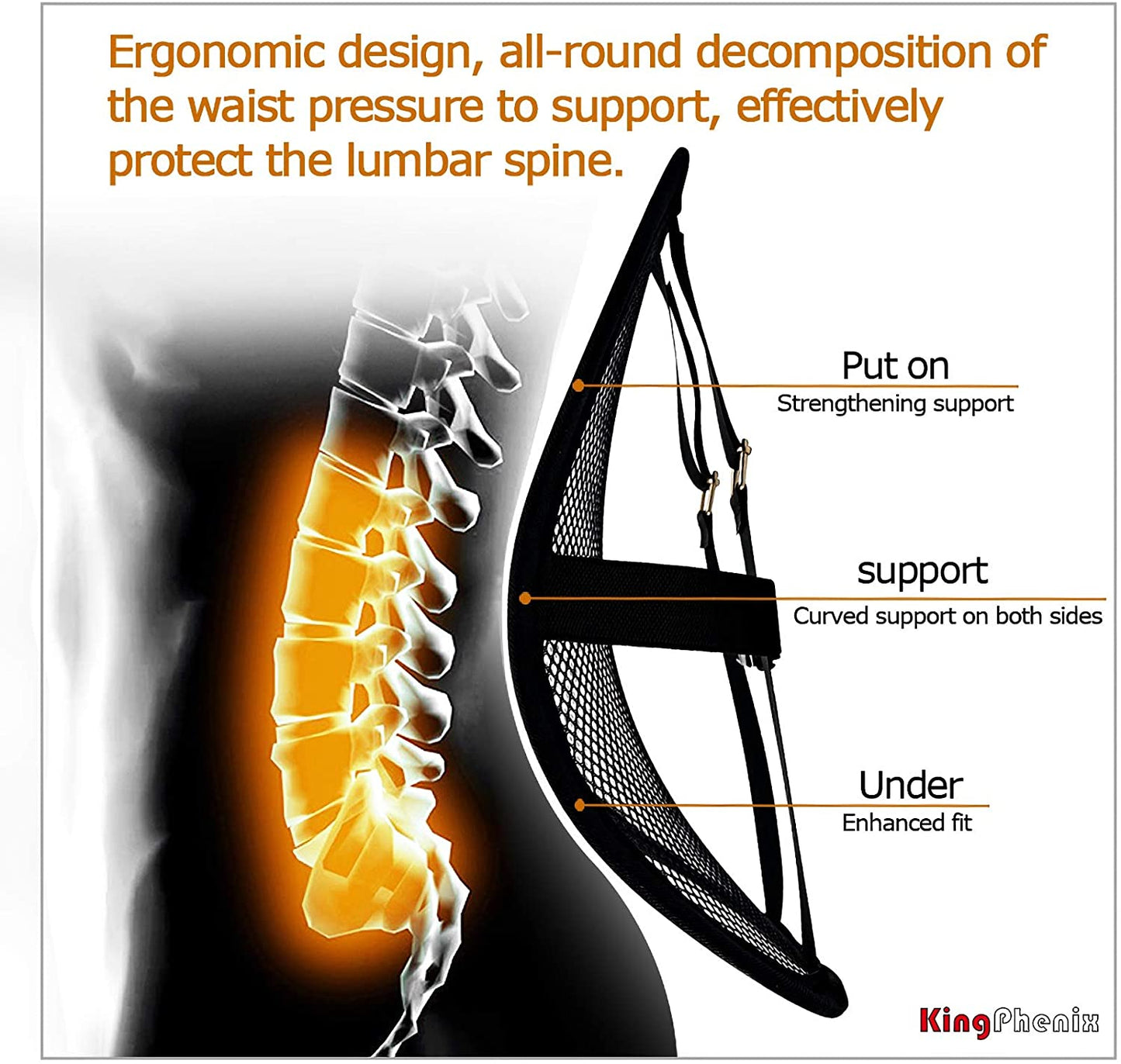 kingphenix Lumbar Support (2 Pack) with Breathable Mesh, Suit for Car, Office Chair