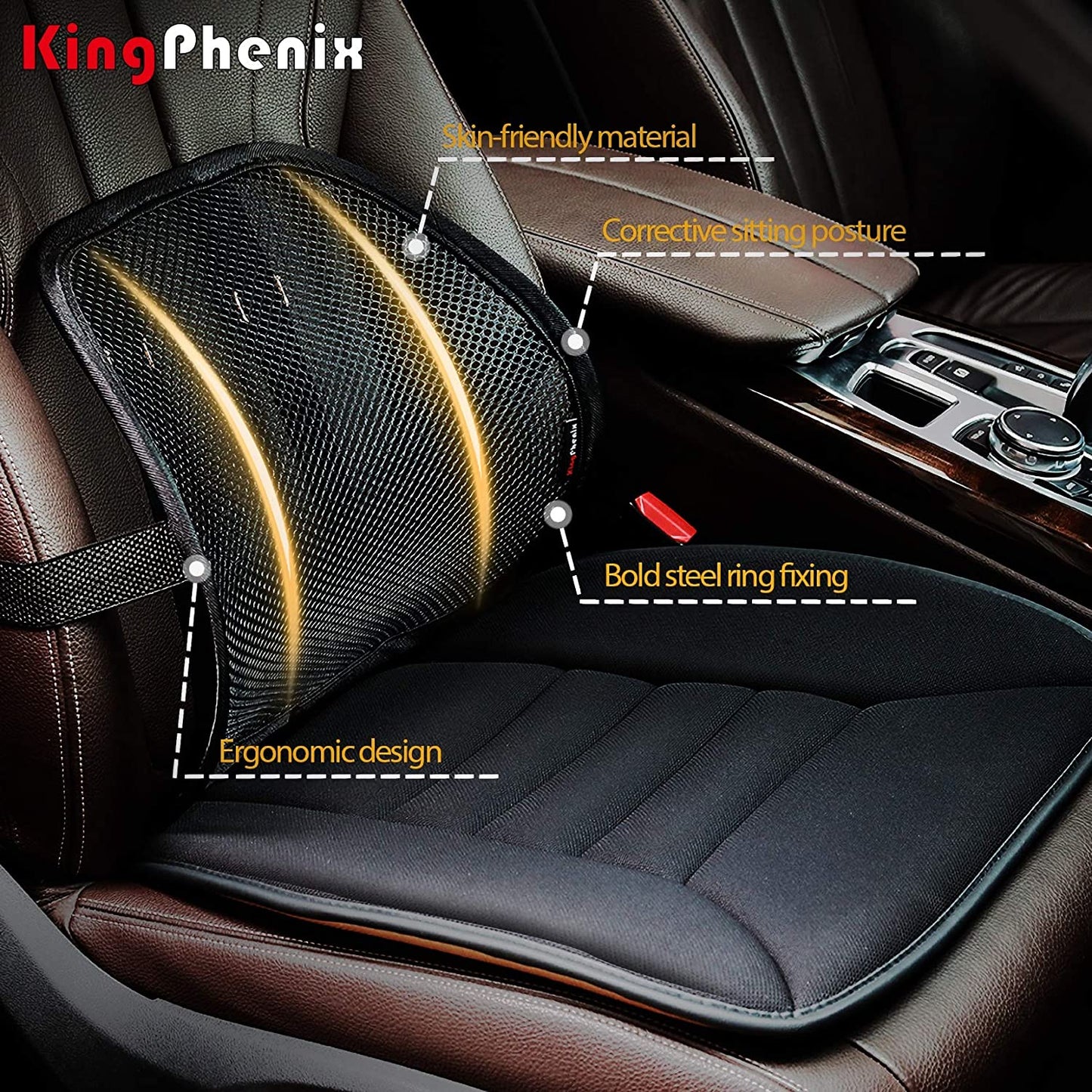 kingphenix Lumbar Support (2 Pack) with Breathable Mesh, Suit for Car, Office Chair